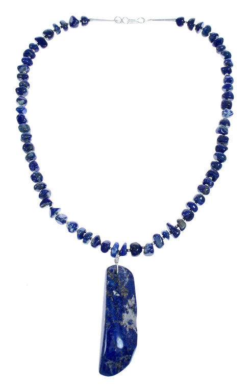 Lapis Sterling Silver Bead Necklace KX121159